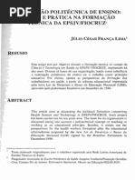 CONCEPÇÃO POLITÉCNICA DE ENSINO_ TEORIA E PRATICA NA FORMAÇÃO TÉCNINCA