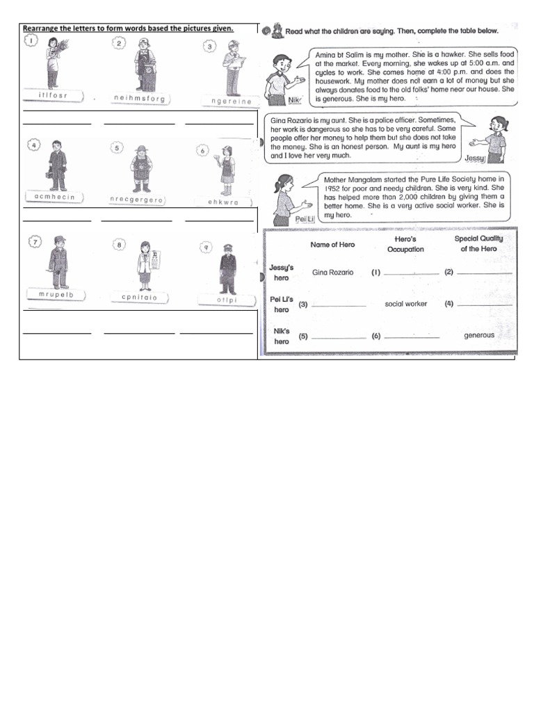 Rearrange The Letters To Form Words Based The Pictures Given | PDF