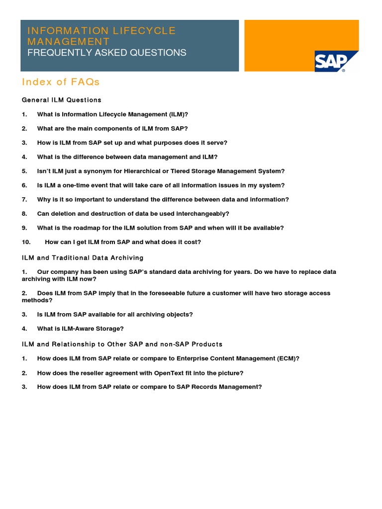 Information Lifecycle Management Frequently Asked Questions PDF