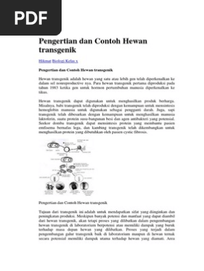 Pengertian Dan Contoh Hewan Transgenik