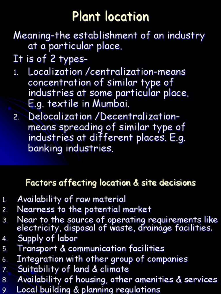 Types of Plant Location Explained | PDF | Labour Economics | Business