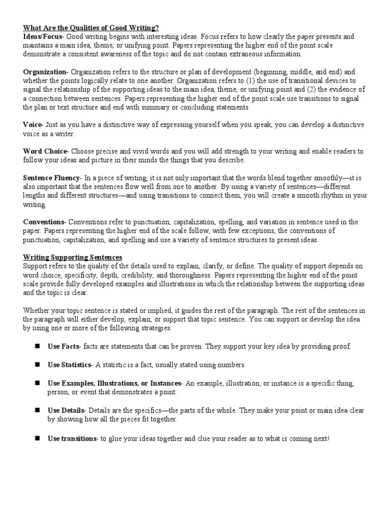 Qualities of Good Writing Explained | PDF | Sentence (Linguistics ...