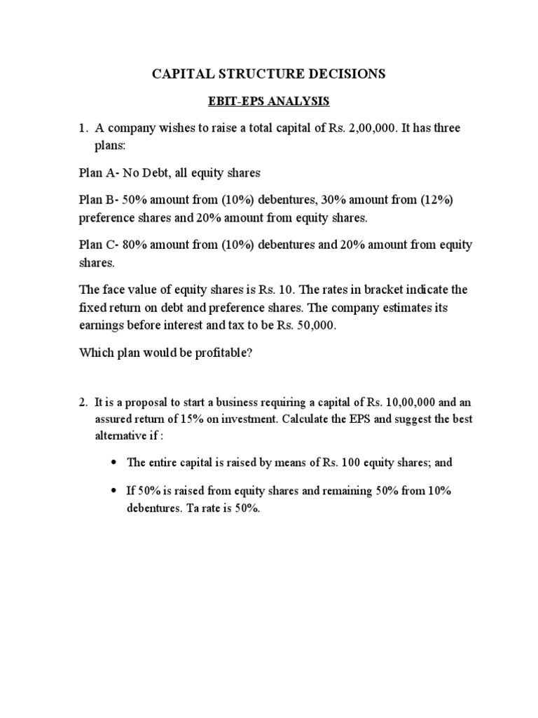 Capital Structure Decision Analysis | PDF | Factors Of Production ...
