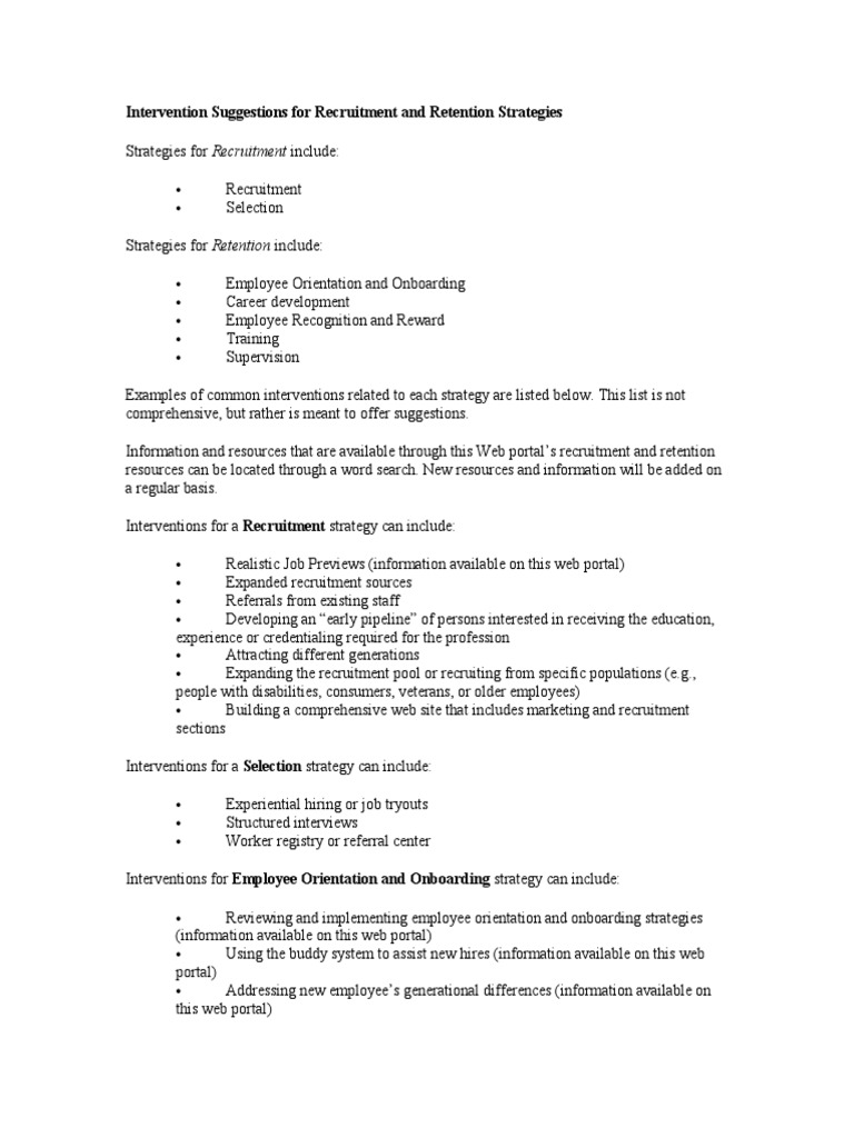 Retention Intervention Strategies M-III | PDF | Employee Retention ...