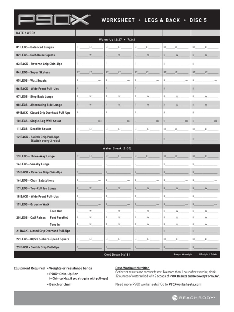 1 P90X Worksheets | PDF | Human Weight | Human Size