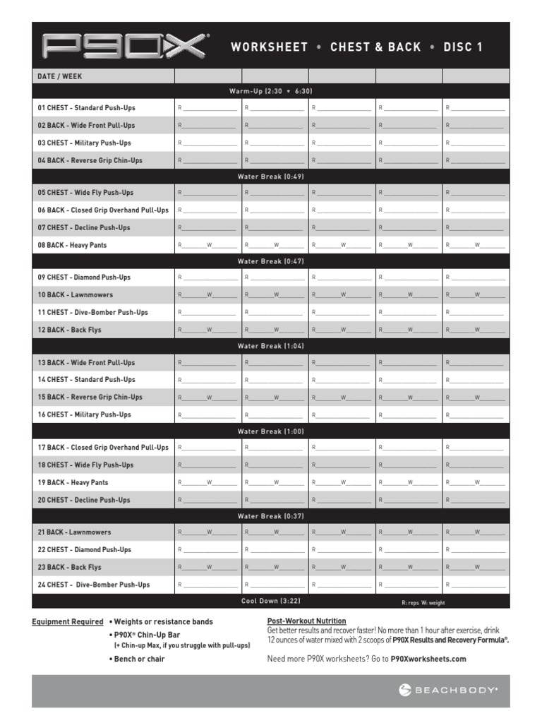 4 P90X Worksheets Arm Human Body