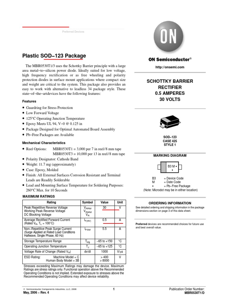MBR0530T1G | PDF | Rectifier | Diode