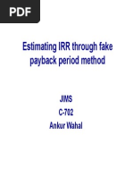 Estimating IRR With Fake Payback Period-L10