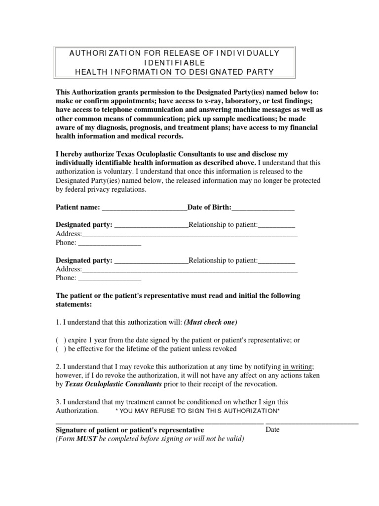 Health Information Release Authorization | PDF