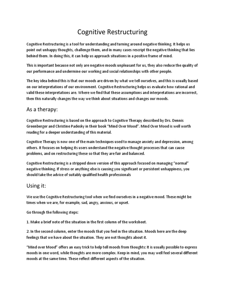 worksheet Mind Over Mood Worksheets workbooks mind over mood worksheets pdf free printable cognitive restructuring psychology science worksheets