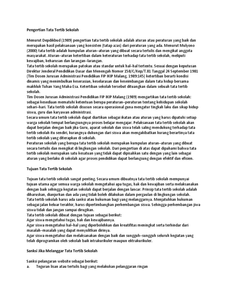 Pengertian Tata Tertib Sekolah