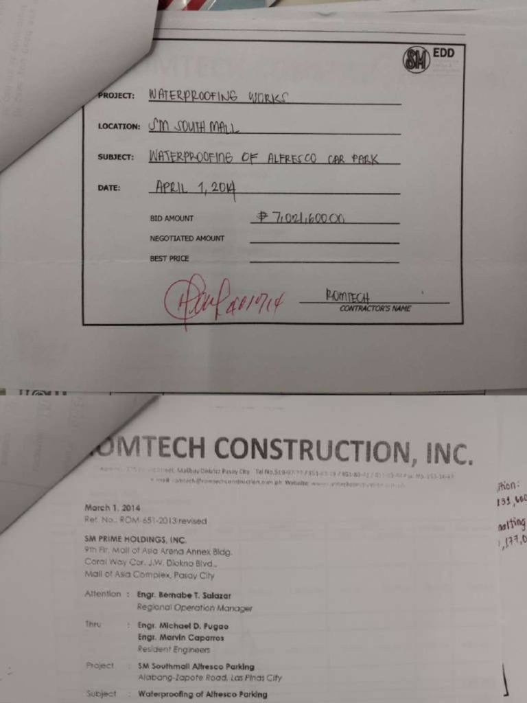 Waterproofing - Quotation | PDF