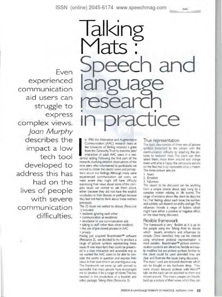 Talking Mats Speech and Language Research in Practice PDF
