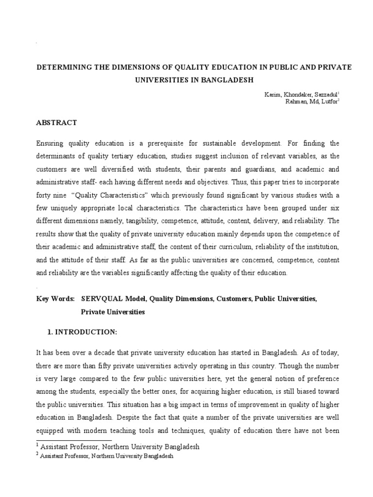 Quality Education in Bangladesh: Public vs Private | PDF | Errors And ...