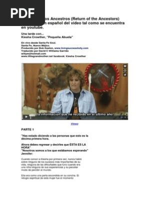 Retorno de Los Ancestros Kiesha Crrowter TEXTOS de VIDEOS Y VIDEO.