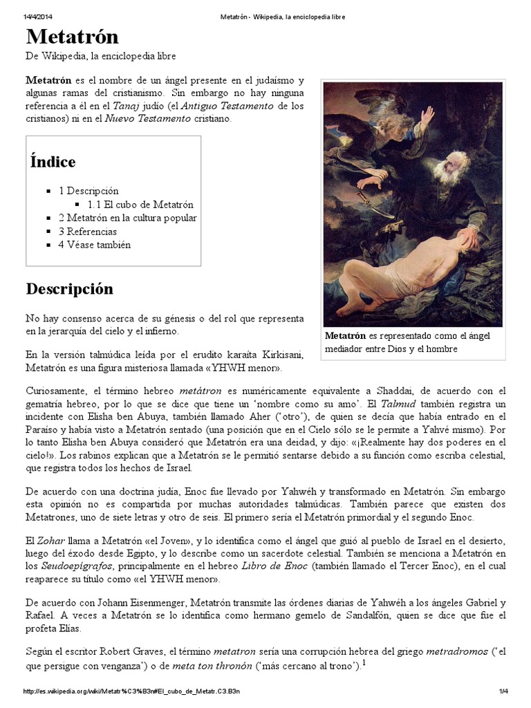 Metatrón - Wikipedia, La Enciclopedia Libre | PDF | Creencia religiosa ...