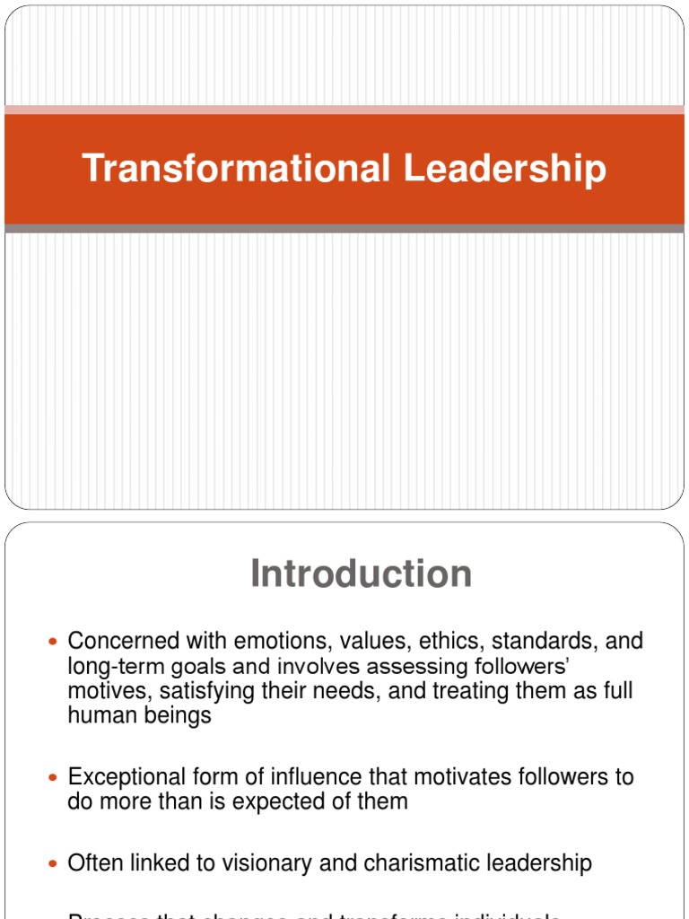 Transformational Leadership Theory L | PDF | Behavioural Sciences ...