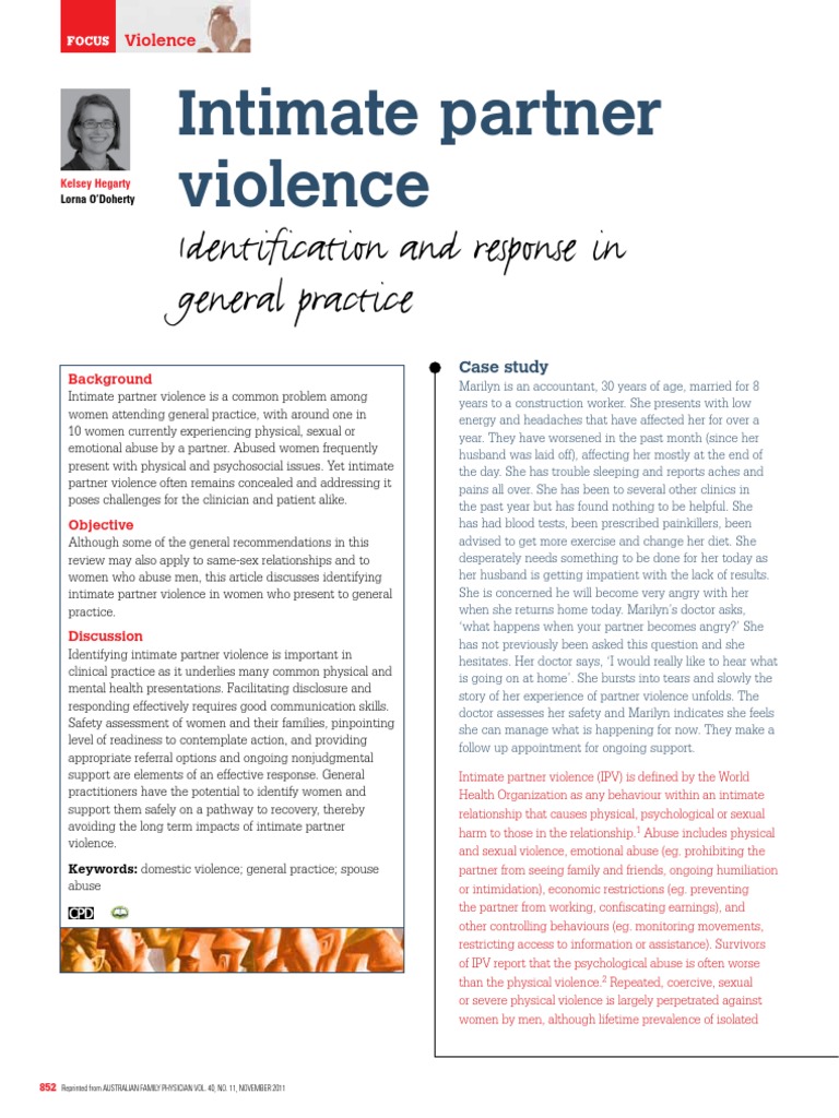 Identifying Intimate Partner Violence in Women | PDF | Victimology ...