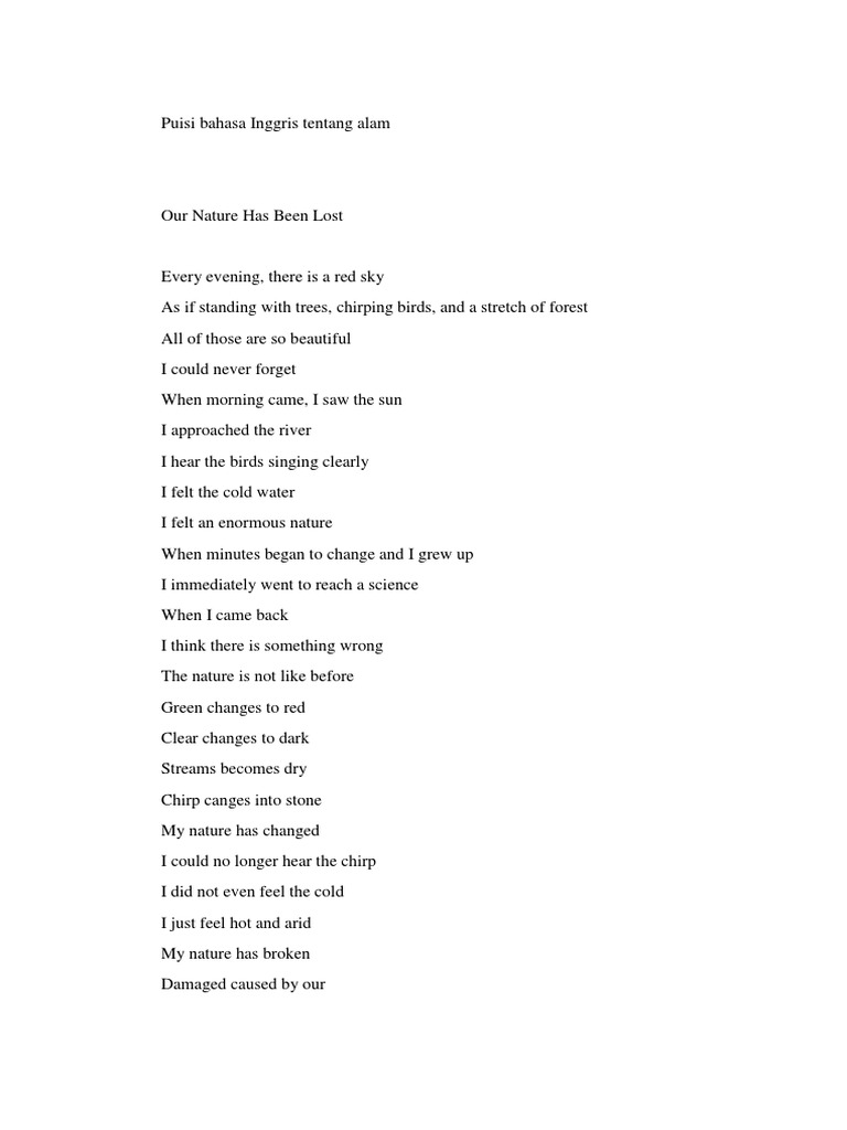 Puisi Bahasa Inggris Tentang Alam Puisi Bahasa Inggris Tentang Alam