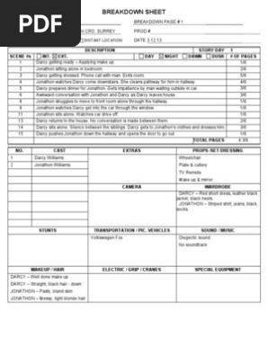 Breakdown Sheet - HOUSE