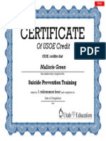 Certificate For Suicide Training