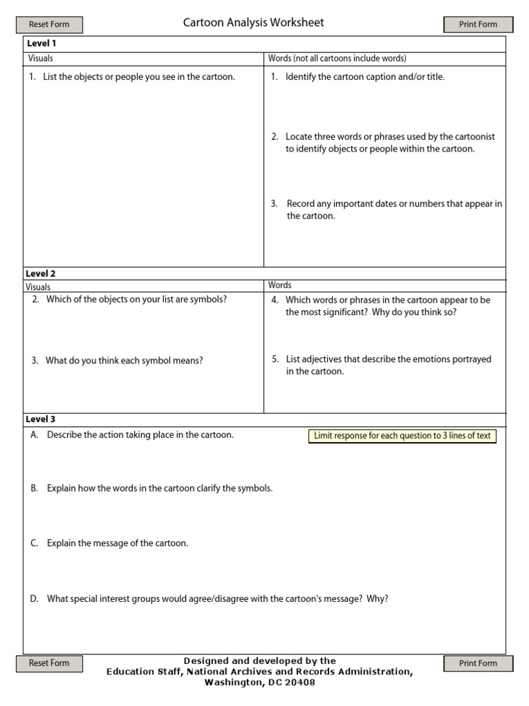Cartoon Analysis Worksheet With Political Cartoon Analysis Worksheet
