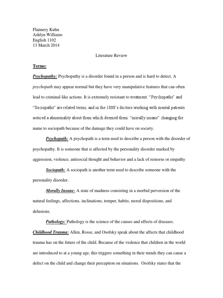 Psychopathy literature review image