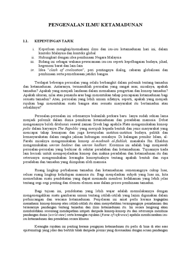 Pengenalan Ilmu Ketamadunan Pdf