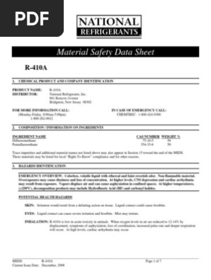 R410a Refrigerant Msds Pdf Resource Conservation And Recovery Act Hazardous Waste