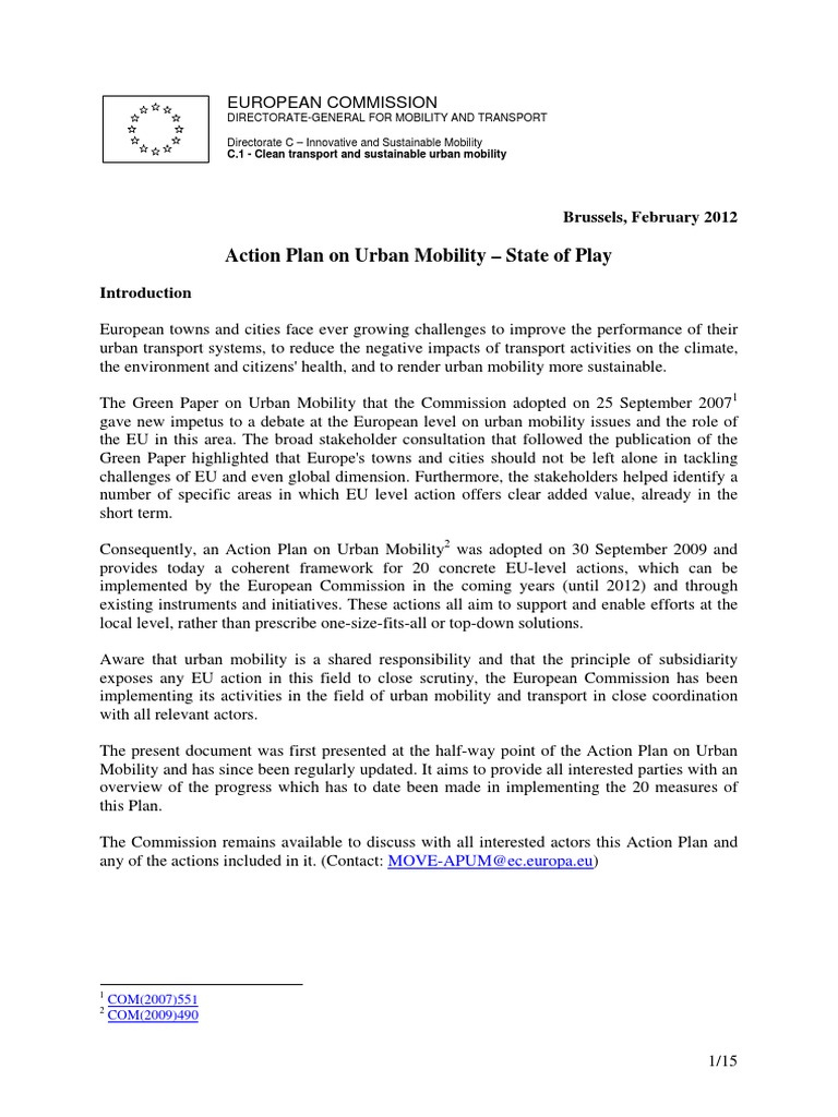 Urban Mobility Action Plan Overview | PDF | European Union | Accessibility