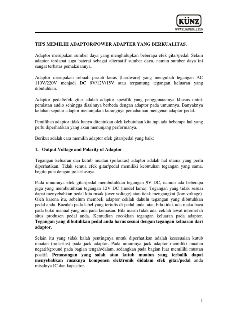 Tips Memilih Adaptor | PDF | Teknologi & Rekayasa