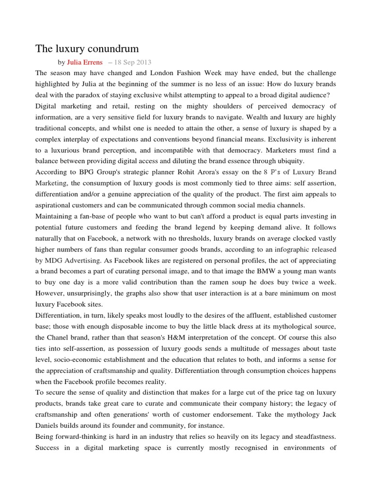 The Luxury Conundrum | PDF | Social Science | Lifestyle