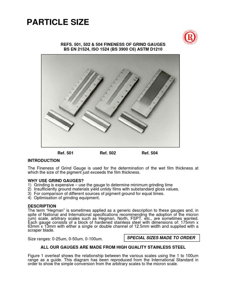Fineness of Grind Gauges Overview | PDF | Grinding (Abrasive Cutting ...