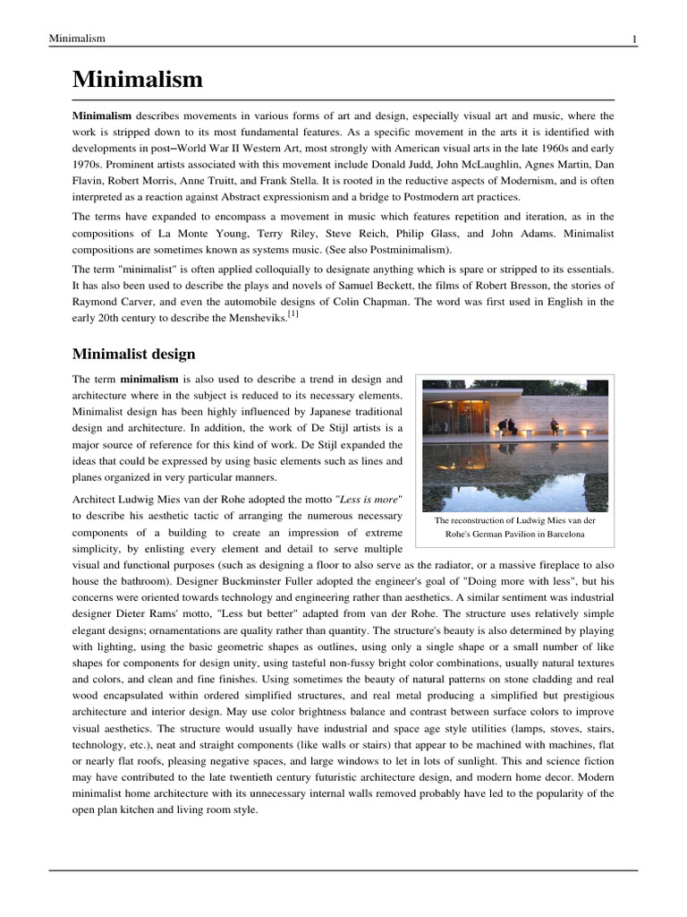 Minimalism Arhitectural Pdf Minimalism Aesthetics