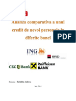 Analiza Comparativa A Unui Credit de Nevoi Personale La Diferite Banci