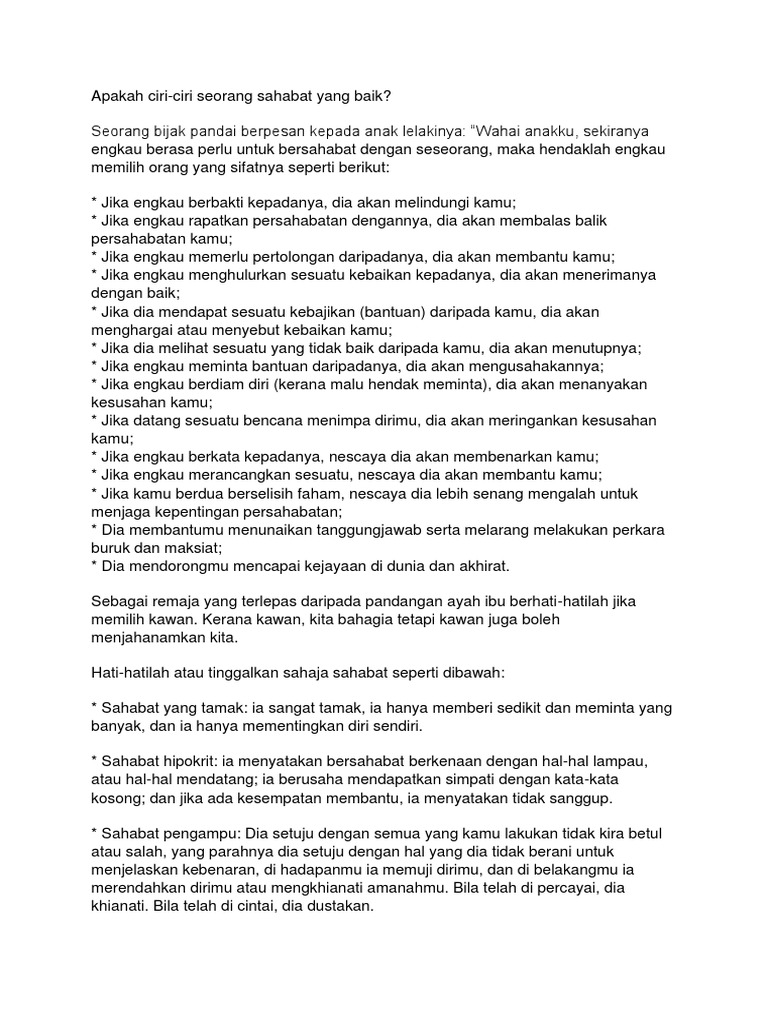 Ciri Rakan Yang Baik Pdf