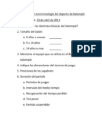 Asignación Sobre La Terminología Del Deporte de Balompié