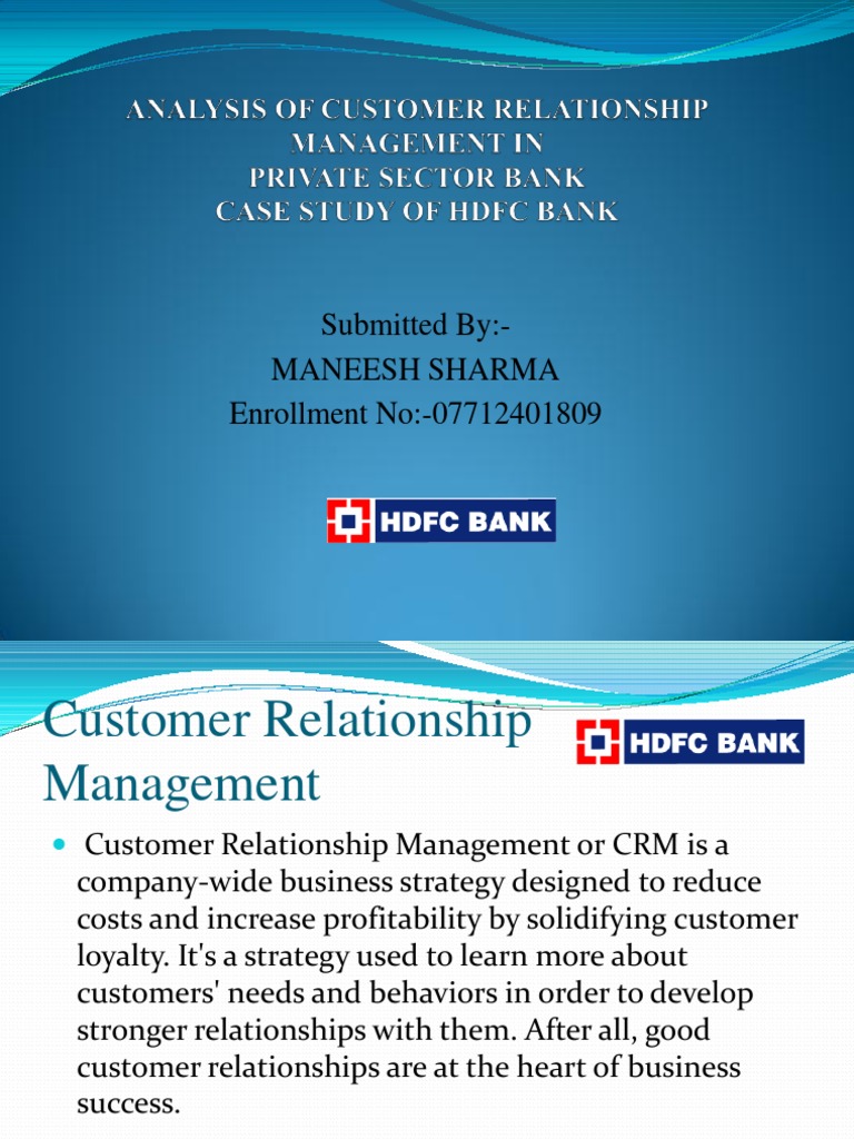 Analysis of Customer Relationship Management in HDFC BANK PDF