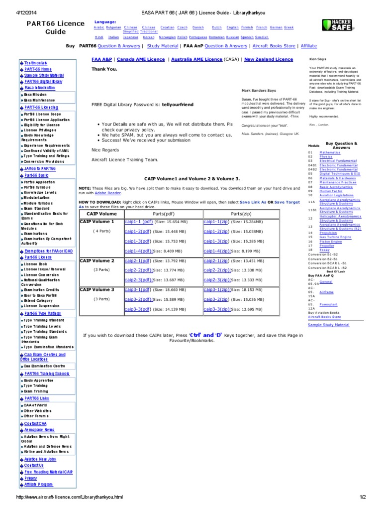 EASA PART 66 (JAR 66) Licence Guide - Librarythankyou | PDF | Aviation ...