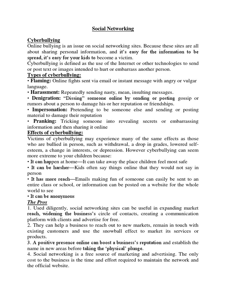 Essay Social Networking | Cyberbullying | Social 