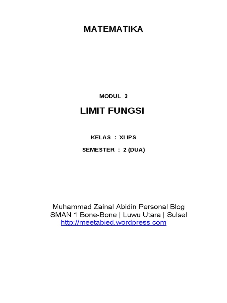 Modul Matematika Kelas Xi Limit Fungsi | PDF | Komputer