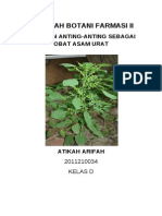 Atikah Arifah - 2011210034 - Makalah Botani Farmasi II (Asam Urat) - Anting-Anting