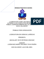 La Mediciaon Com o Una Resolucion Altena a Los Conflictos en Materia de Familia Especificamente en Los Alimentos