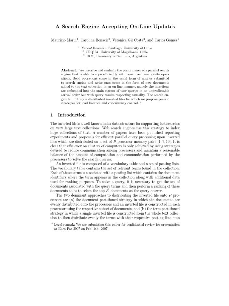 A Search Engine Accepting On-Line Updates | PDF | Search Engine ...