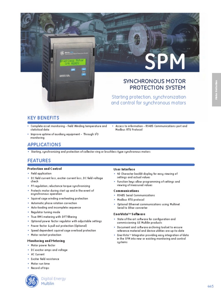SPM Synchronous Motor Protection PDF Electric Motor Relay