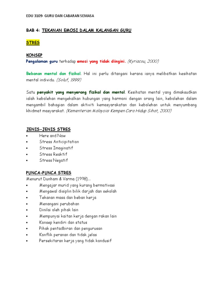 Bab 4 Tekanan Emosi Dalam Kalangan Guru Edu 3109 Pdf