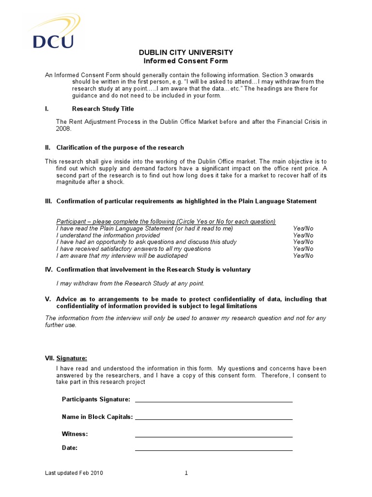 REC Sample Informed Consent Form | PDF | Career & Growth