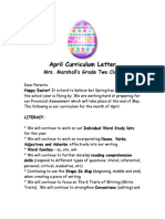 April Curriculum Letter Grade Two 2014