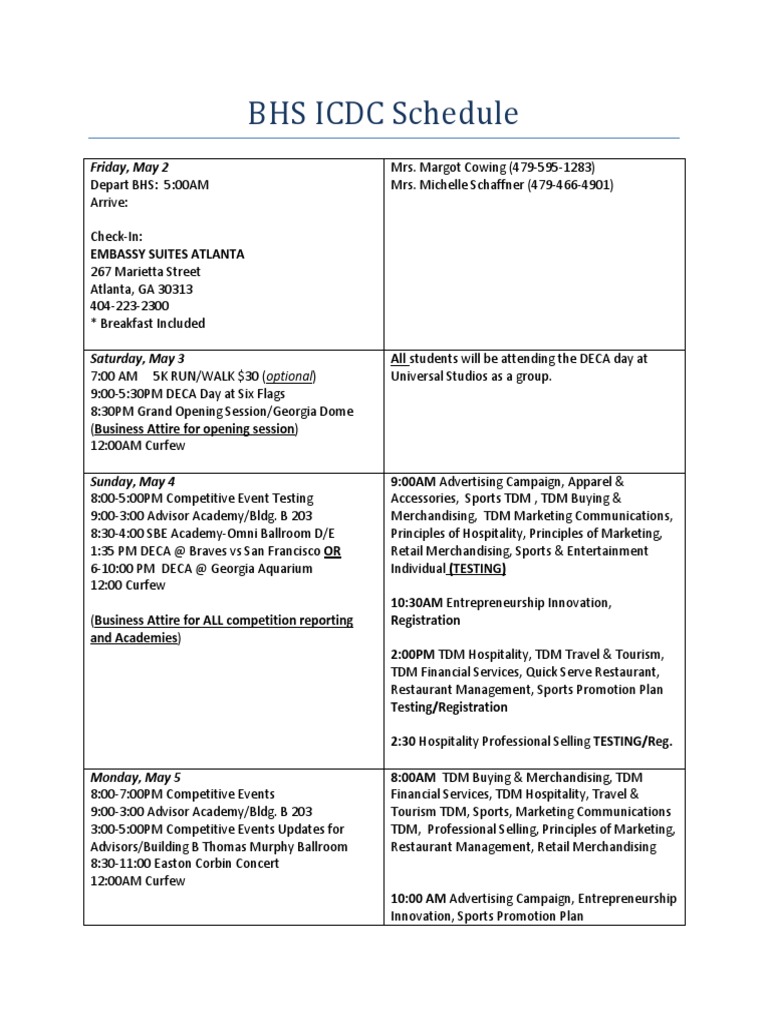 BHS ICDC 2023 Event Schedule | PDF | Career & Growth | Sports & Recreation