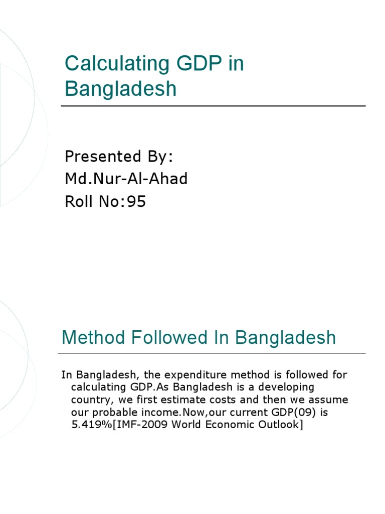 que draft o bank e GDP in Bangladesh Calculating